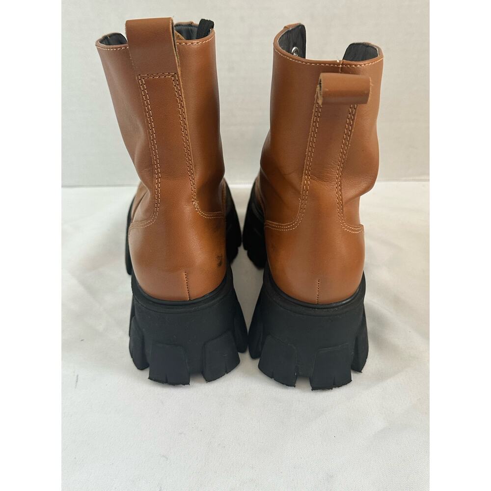 Marc Fisher LTD Happy Leather Boots Lace up Combat Tan Size 5.5 - Picture 3 of 11